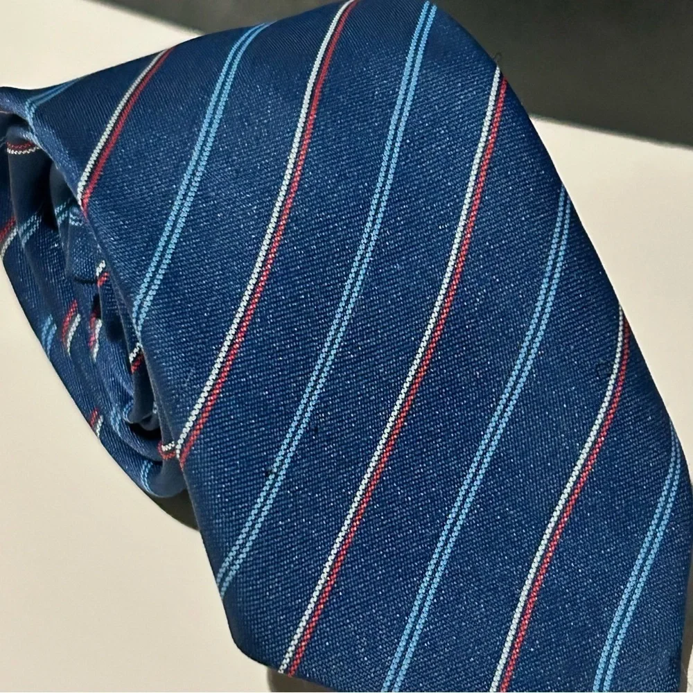 Carnaval Silk Navy and Mticolor Striped 57” Tie